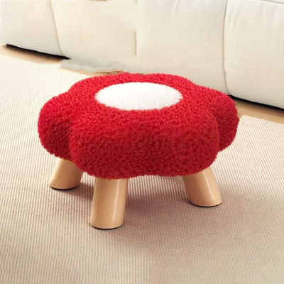 Contemporary Creative Kids Flower Shape Teddy Fleece Fabric Artificial Board Frame Sponge Removable Washable Low Stool Backless Armless For Living Room