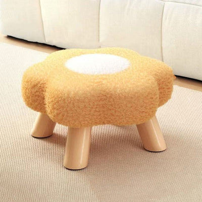 Contemporary Creative Kids Flower Shape Teddy Fleece Fabric Artificial Board Frame Sponge Removable Washable Low Stool Backless Armless For Living Room
