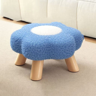 Contemporary Creative Kids Flower Shape Teddy Fleece Fabric Artificial Board Frame Sponge Removable Washable Low Stool Backless Armless For Living Room
