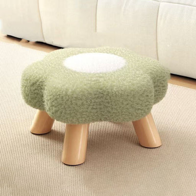 Contemporary Creative Kids Flower Shape Teddy Fleece Fabric Artificial Board Frame Sponge Removable Washable Low Stool Backless Armless For Living Room