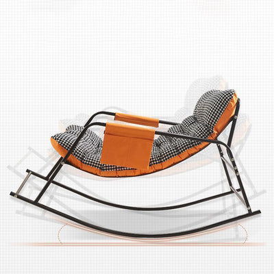Modern Minimalist Curved Tech Fabric Carbon Steel Sponge Rocking Chair With Backrest Armrest For Bedroom