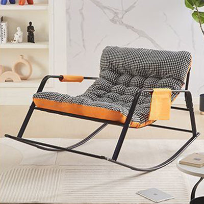 Modern Minimalist Curved Tech Fabric Carbon Steel Sponge Rocking Chair With Backrest Armrest For Bedroom