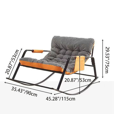 Modern Minimalist Curved Tech Fabric Carbon Steel Sponge Rocking Chair With Backrest Armrest For Bedroom