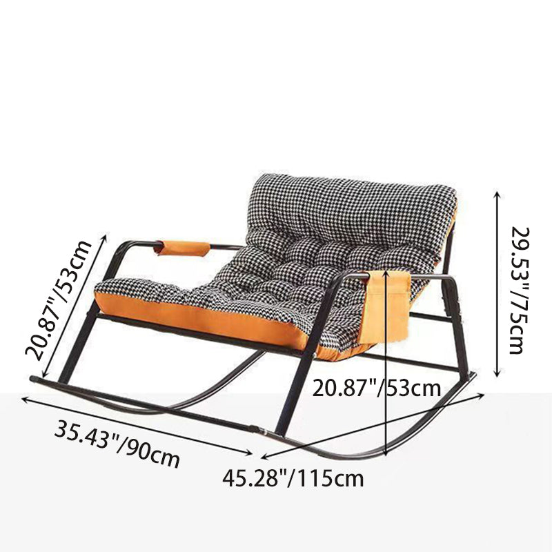 Modern Minimalist Curved Tech Fabric Carbon Steel Sponge Rocking Chair With Backrest Armrest For Bedroom