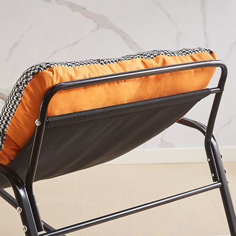 Modern Minimalist Curved Tech Fabric Carbon Steel Sponge Rocking Chair With Backrest Armrest For Bedroom
