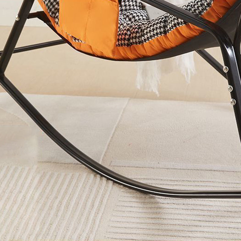 Modern Minimalist Curved Tech Fabric Carbon Steel Sponge Rocking Chair With Backrest Armrest For Bedroom