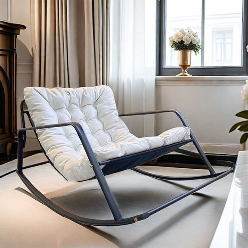 Modern Minimalist Curved Tech Fabric Carbon Steel Sponge Rocking Chair With Backrest Armrest For Bedroom