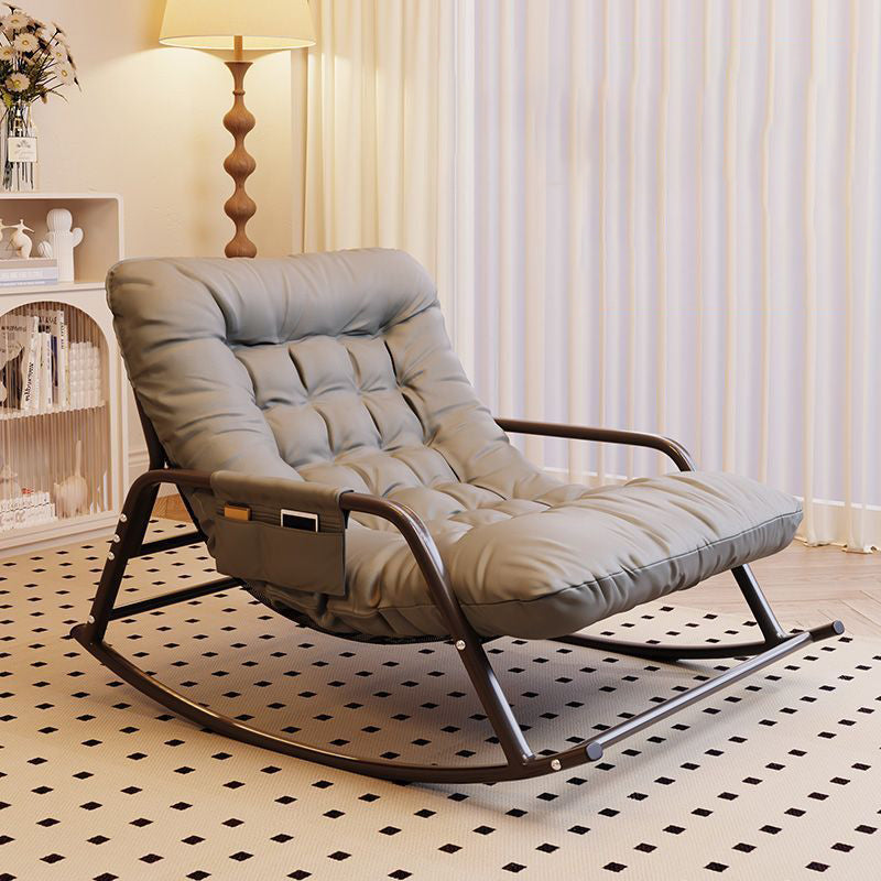 Modern Minimalist Curved Tech Fabric Carbon Steel Sponge Rocking Chair With Backrest Armrest For Bedroom