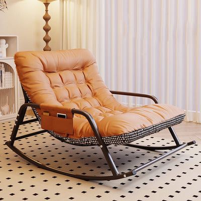 Modern Minimalist Curved Tech Fabric Carbon Steel Sponge Rocking Chair With Backrest Armrest For Bedroom