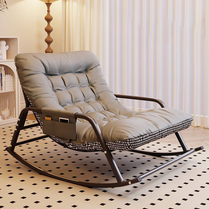 Modern Minimalist Curved Tech Fabric Carbon Steel Sponge Rocking Chair With Backrest Armrest For Bedroom