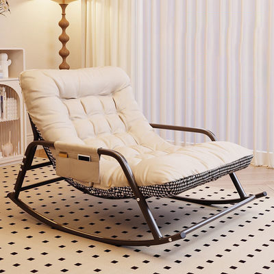 Modern Minimalist Curved Tech Fabric Carbon Steel Sponge Rocking Chair With Backrest Armrest For Bedroom