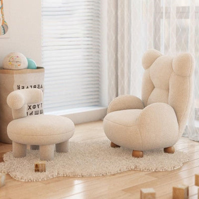 Contemporary Creative Kids Bear Shape Lamb Fleece Rubberwood Sponge Sofa Backrest Armrest For Living Room