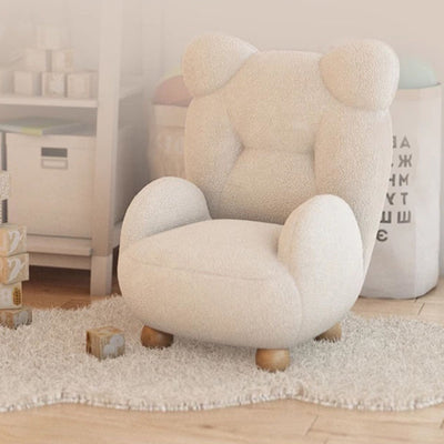 Contemporary Creative Kids Bear Shape Lamb Fleece Rubberwood Sponge Sofa Backrest Armrest For Living Room