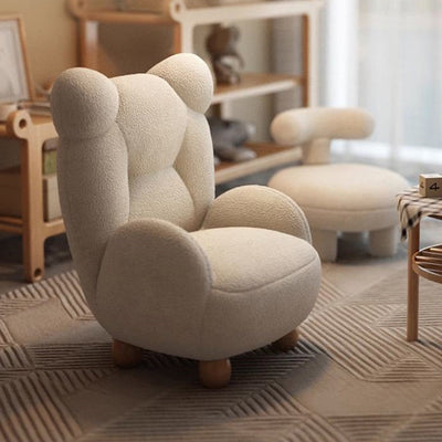 Contemporary Creative Kids Bear Shape Lamb Fleece Rubberwood Sponge Sofa Backrest Armrest For Living Room