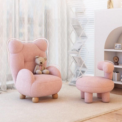 Contemporary Creative Kids Bear Shape Lamb Fleece Rubberwood Sponge Sofa Backrest Armrest For Living Room