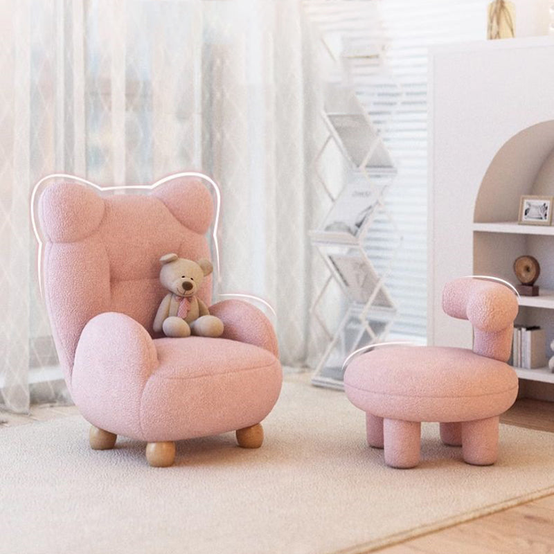 Contemporary Creative Kids Bear Shape Lamb Fleece Rubberwood Sponge Sofa Backrest Armrest For Living Room