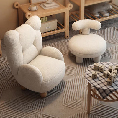 Contemporary Creative Kids Bear Shape Lamb Fleece Rubberwood Sponge Sofa Backrest Armrest For Living Room