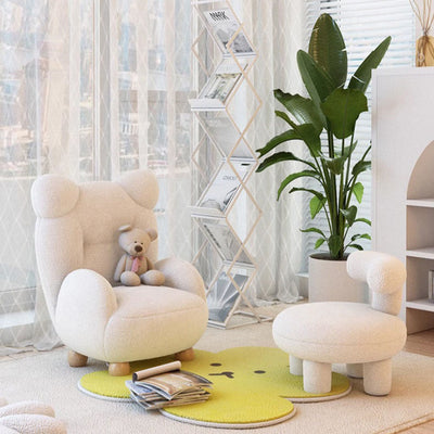 Contemporary Creative Kids Bear Shape Lamb Fleece Rubberwood Sponge Sofa Backrest Armrest For Living Room