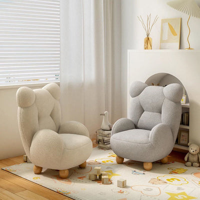 Contemporary Creative Kids Bear Shape Lamb Fleece Rubberwood Sponge Sofa Backrest Armrest For Living Room