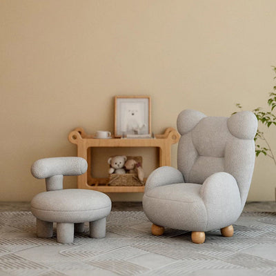 Contemporary Creative Kids Bear Shape Lamb Fleece Rubberwood Sponge Sofa Backrest Armrest For Living Room