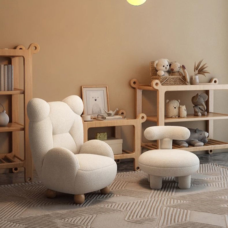 Contemporary Creative Kids Bear Shape Lamb Fleece Rubberwood Sponge Sofa Backrest Armrest For Living Room