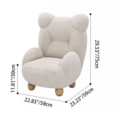 Contemporary Creative Kids Bear Shape Lamb Fleece Rubberwood Sponge Sofa Backrest Armrest For Living Room