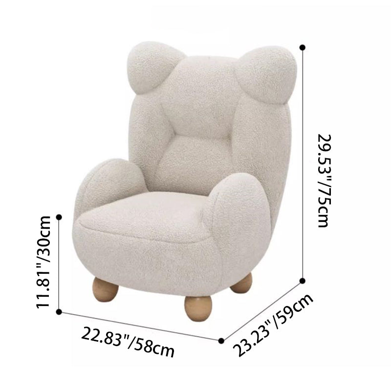 Contemporary Creative Kids Bear Shape Lamb Fleece Rubberwood Sponge Sofa Backrest Armrest For Living Room