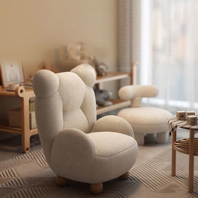 Contemporary Creative Kids Bear Shape Lamb Fleece Rubberwood Sponge Sofa Backrest Armrest For Living Room