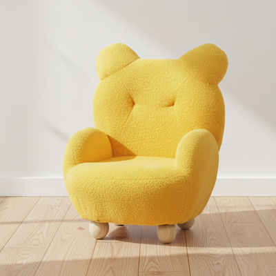 Contemporary Creative Kids Bear Shape Lamb Fleece Rubberwood Sponge Sofa Backrest Armrest For Living Room