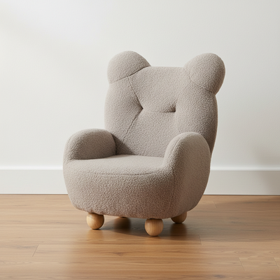 Contemporary Creative Kids Bear Shape Lamb Fleece Rubberwood Sponge Sofa Backrest Armrest For Living Room