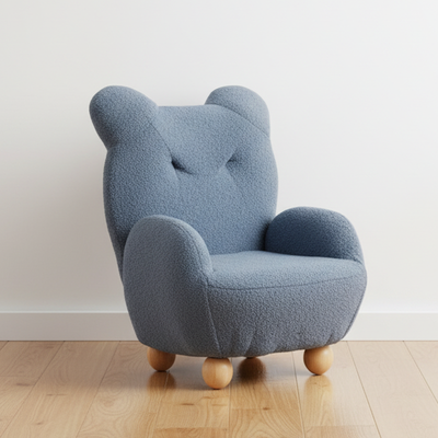 Contemporary Creative Kids Bear Shape Lamb Fleece Rubberwood Sponge Sofa Backrest Armrest For Living Room