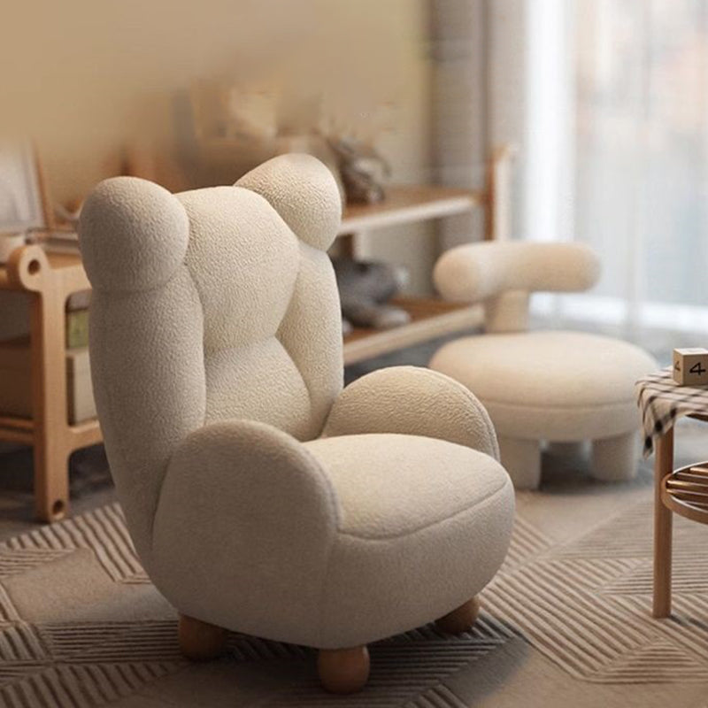 Contemporary Creative Kids Bear Shape Lamb Fleece Rubberwood Sponge Sofa Backrest Armrest For Living Room