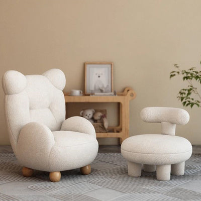 Contemporary Creative Kids Bear Shape Lamb Fleece Rubberwood Sponge Sofa Backrest Armrest For Living Room