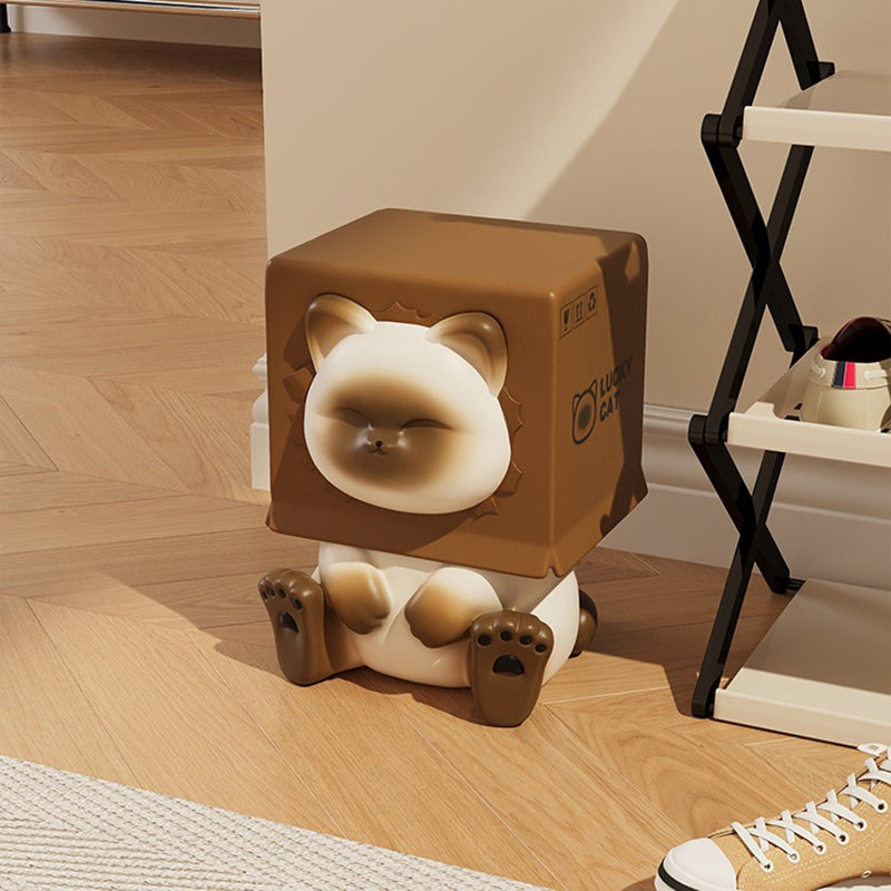 Contemporary Creative Kids Cat Shape Resin Low Stool Backless Armless For Entryways