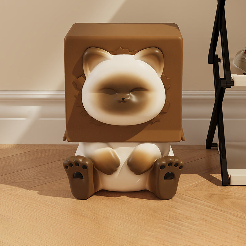 Contemporary Creative Kids Cat Shape Resin Low Stool Backless Armless For Entryways