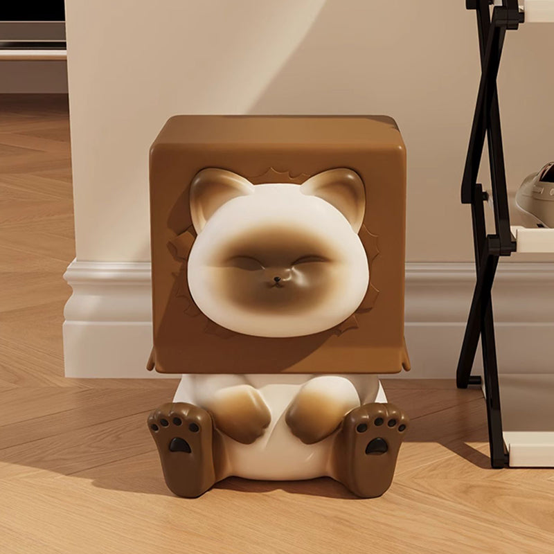 Contemporary Creative Kids Cat Shape Resin Low Stool Backless Armless For Entryways