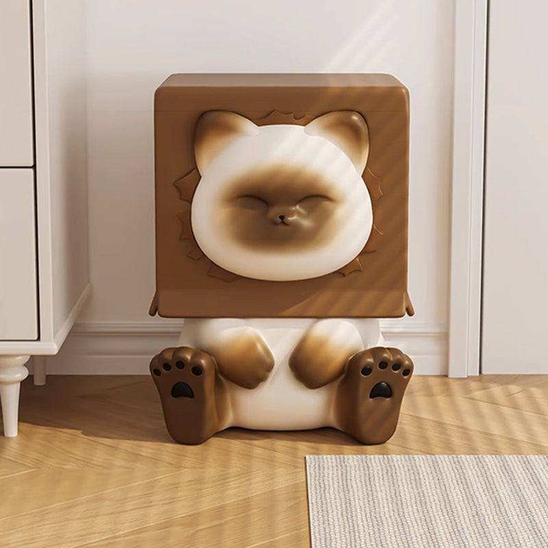 Contemporary Creative Kids Cat Shape Resin Low Stool Backless Armless For Entryways