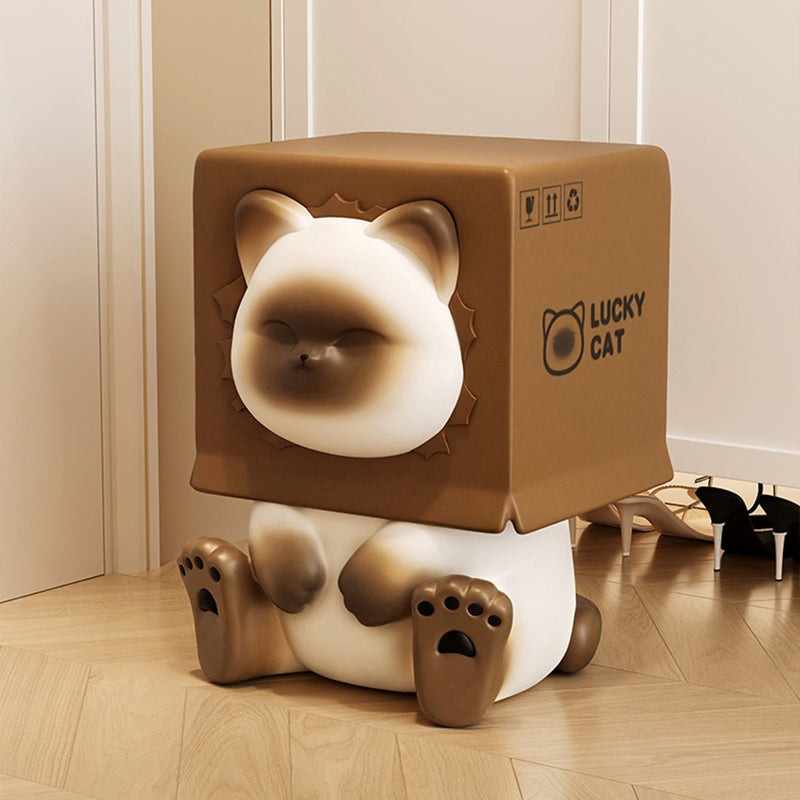 Contemporary Creative Kids Cat Shape Resin Low Stool Backless Armless For Entryways