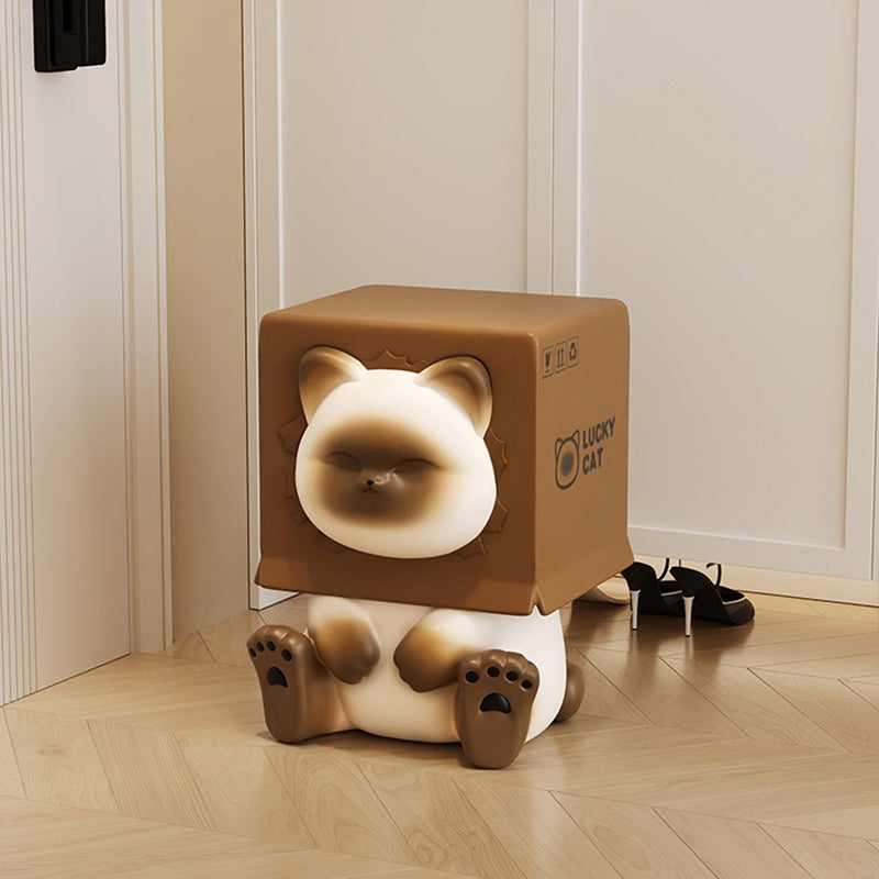 Contemporary Creative Kids Cat Shape Resin Low Stool Backless Armless For Entryways