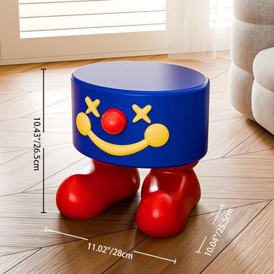 Contemporary Creative Clown Shape Resin Low Stool Backless Armless For Entryways
