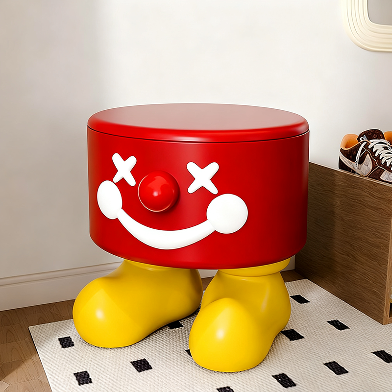 Contemporary Creative Clown Shape Resin Low Stool Backless Armless For Entryways