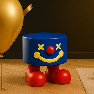 Contemporary Creative Clown Shape Resin Low Stool Backless Armless For Entryways