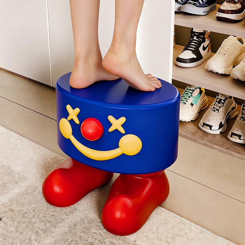 Contemporary Creative Clown Shape Resin Low Stool Backless Armless For Entryways