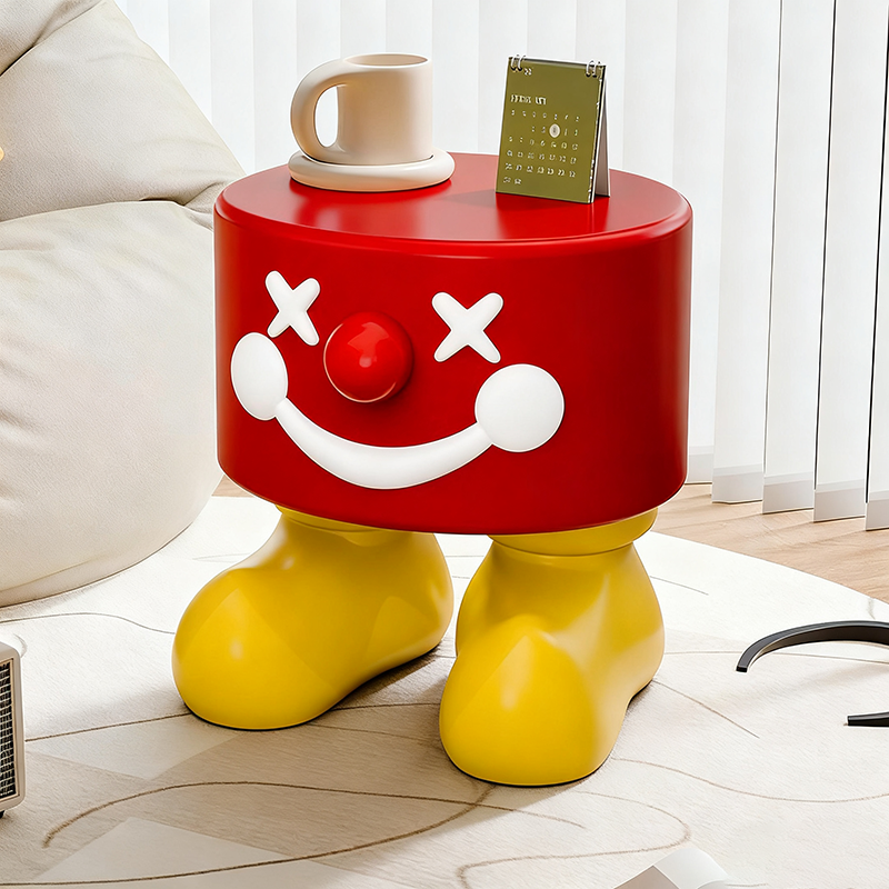 Contemporary Creative Clown Shape Resin Low Stool Backless Armless For Entryways