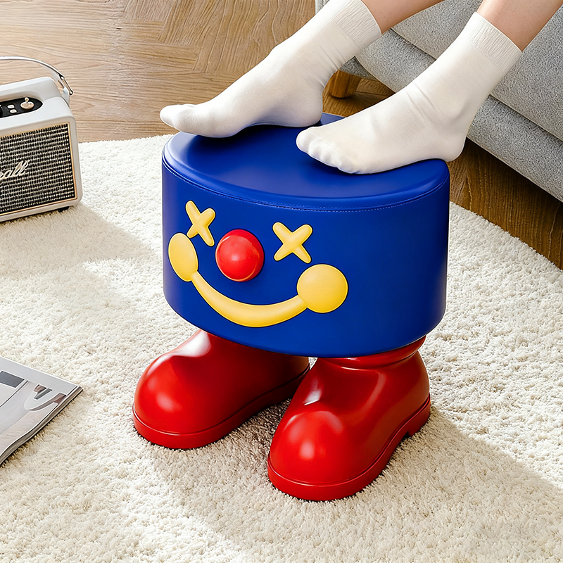 Contemporary Creative Clown Shape Resin Low Stool Backless Armless For Entryways