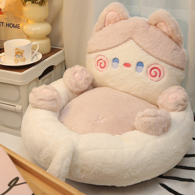 Contemporary Creative Kids Cat Shape Velvet PP Cotton Sofa Backrest Armless For Living Room