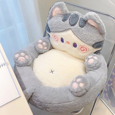 Contemporary Creative Kids Cat Shape Velvet PP Cotton Sofa Backrest Armless For Living Room