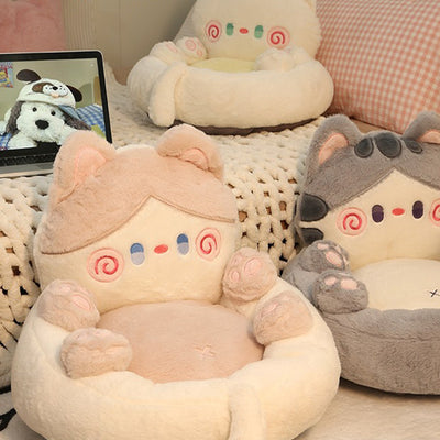 Contemporary Creative Kids Cat Shape Velvet PP Cotton Sofa Backrest Armless For Living Room