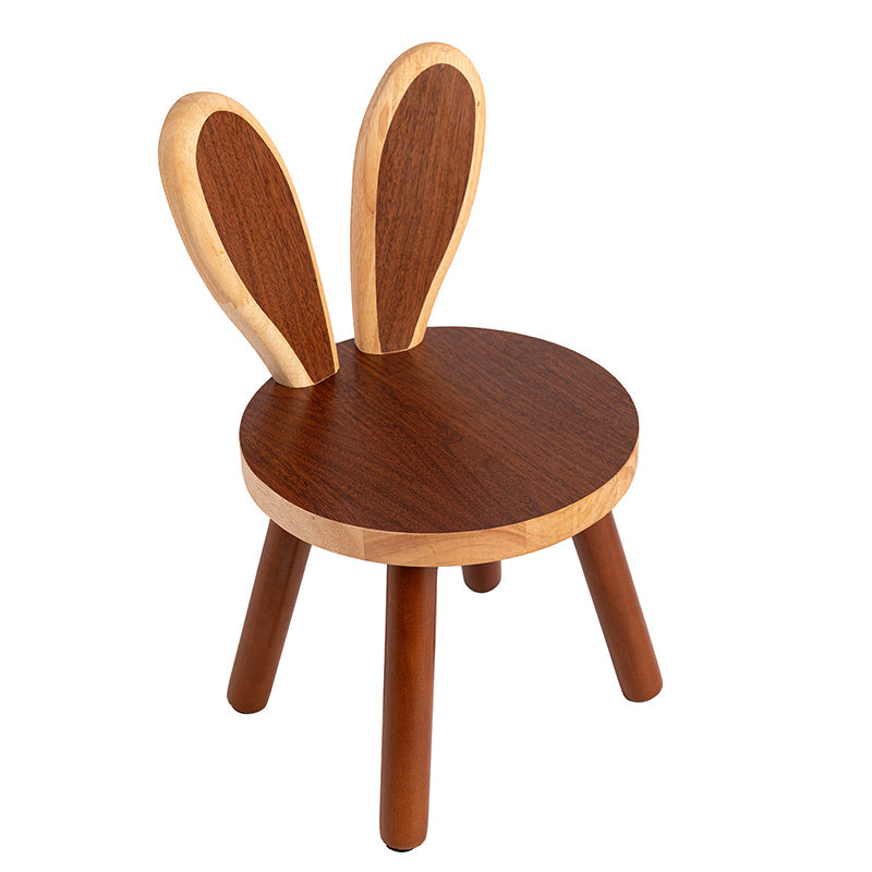 Tabouret bas en bois massif à plusieurs couches, forme de lapin, créatif contemporain pour enfants, sans accoudoirs, avec dossier, pour salon 