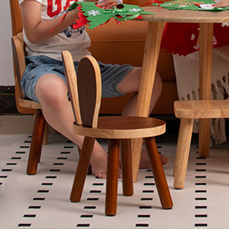 Contemporary Creative Kids Rabbit Shape Solid Wood Multi-layer Board Low Stool Backrest Armless For Living Room